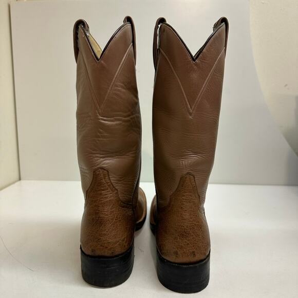 EXCELLENT Rios of Mercedes Brown Full Quill Ostrich Roper Exotic Boot 7.5 Narrow main image 4